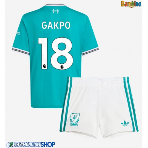 Maglie da calcio Liverpool Cody Gakpo #18 Terza Maglia Bambino 2025-26 Manica Corta + Pantaloni corti)